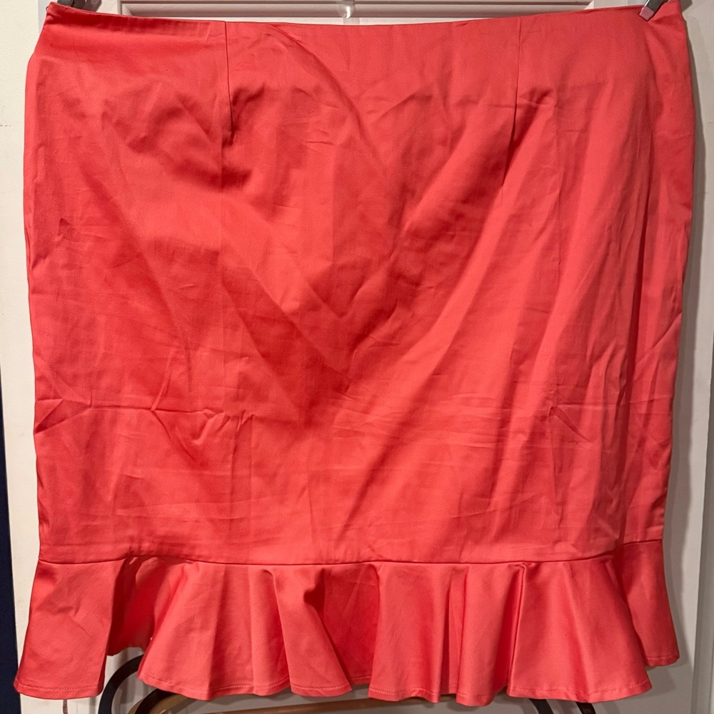 ASOS Coral Pencil Skirt with Ruffle Hem